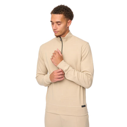Stone - Back - Duck and Cover Mens Slellmoore Quarter Zip Sweatshirt