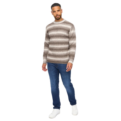 Taupe - Lifestyle - Bewley & Ritch Mens Ormonde Ombre Stripe Jumper