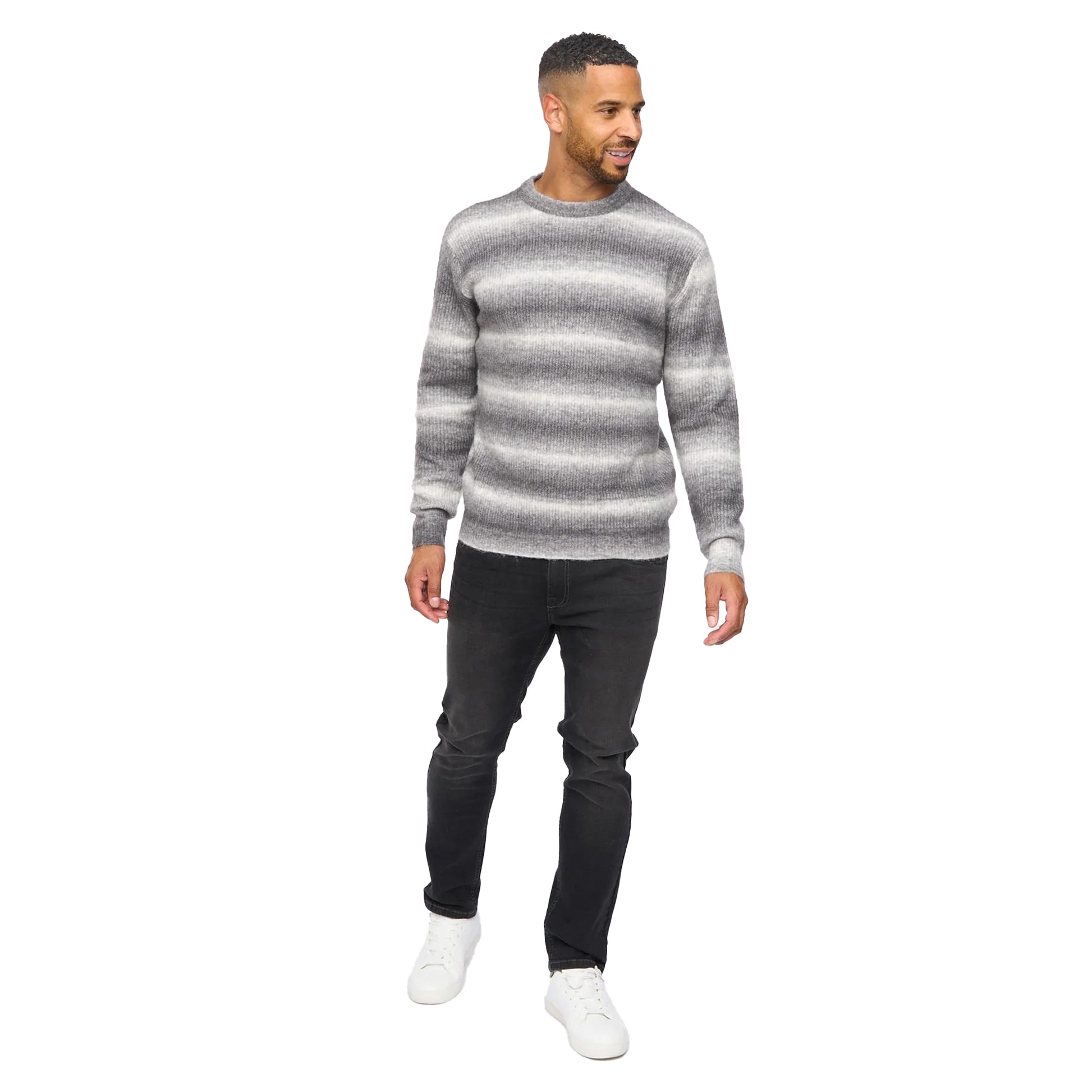 Charcoal - Lifestyle - Bewley & Ritch Mens Ormonde Ombre Stripe Jumper