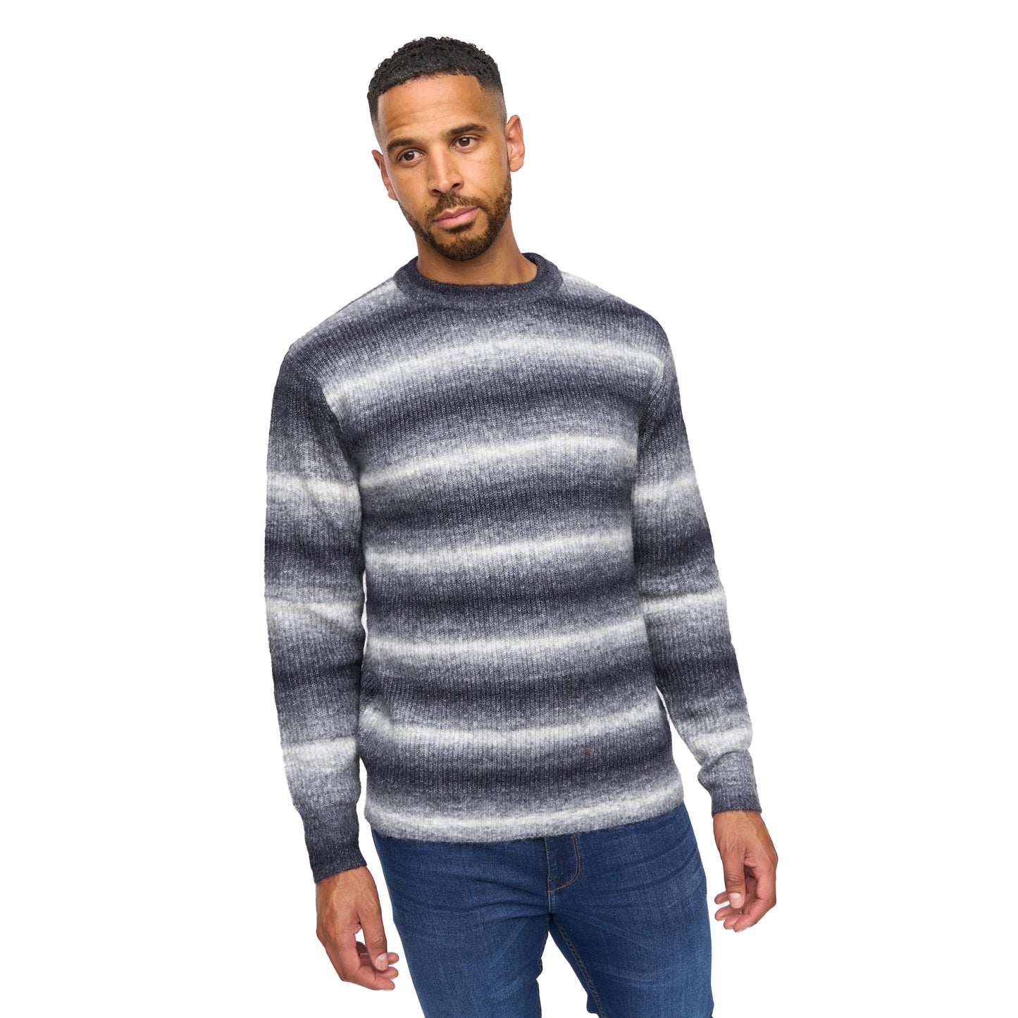Dark Navy - Front - Bewley & Ritch Mens Ormonde Ombre Stripe Jumper