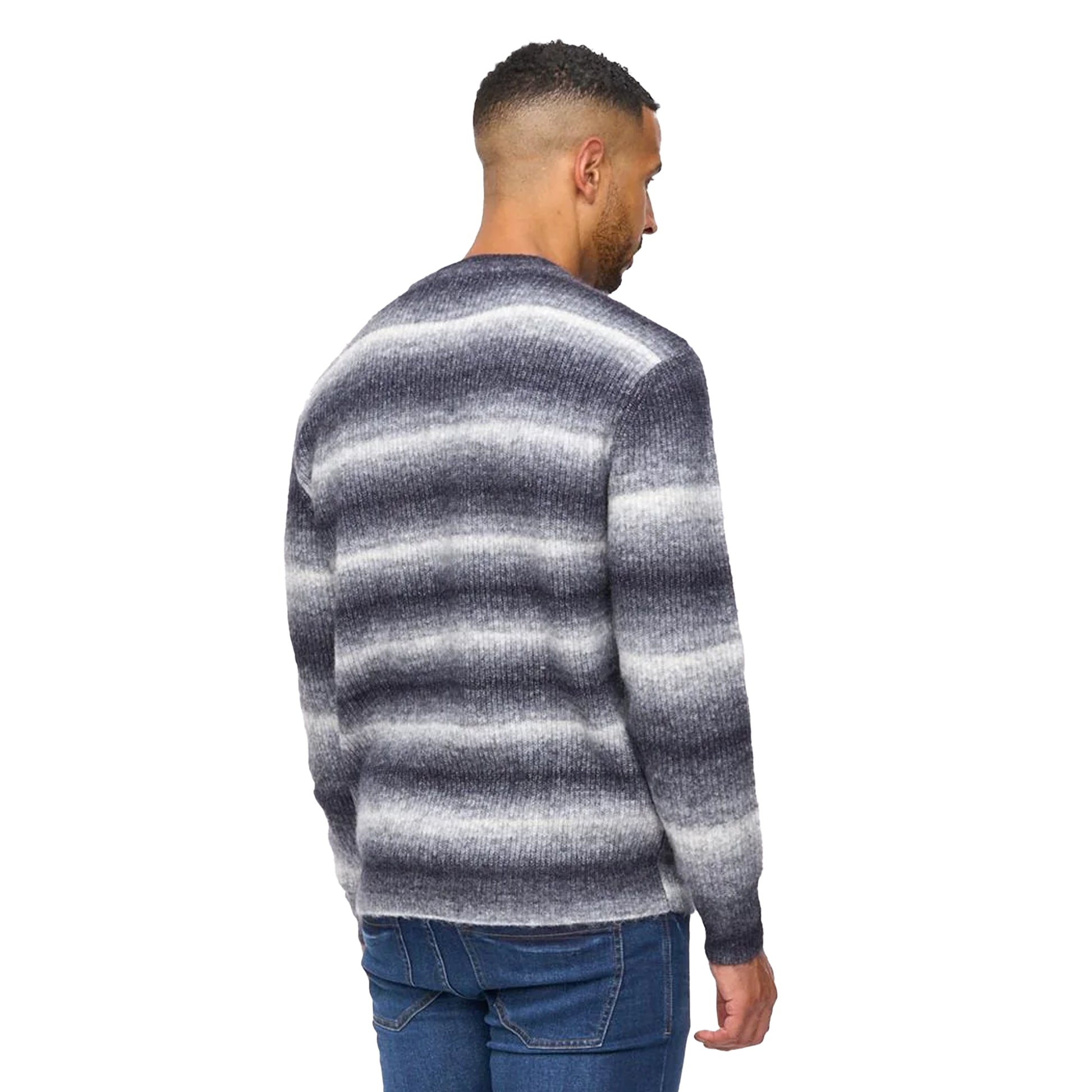 Dark Navy - Back - Bewley & Ritch Mens Ormonde Ombre Stripe Jumper