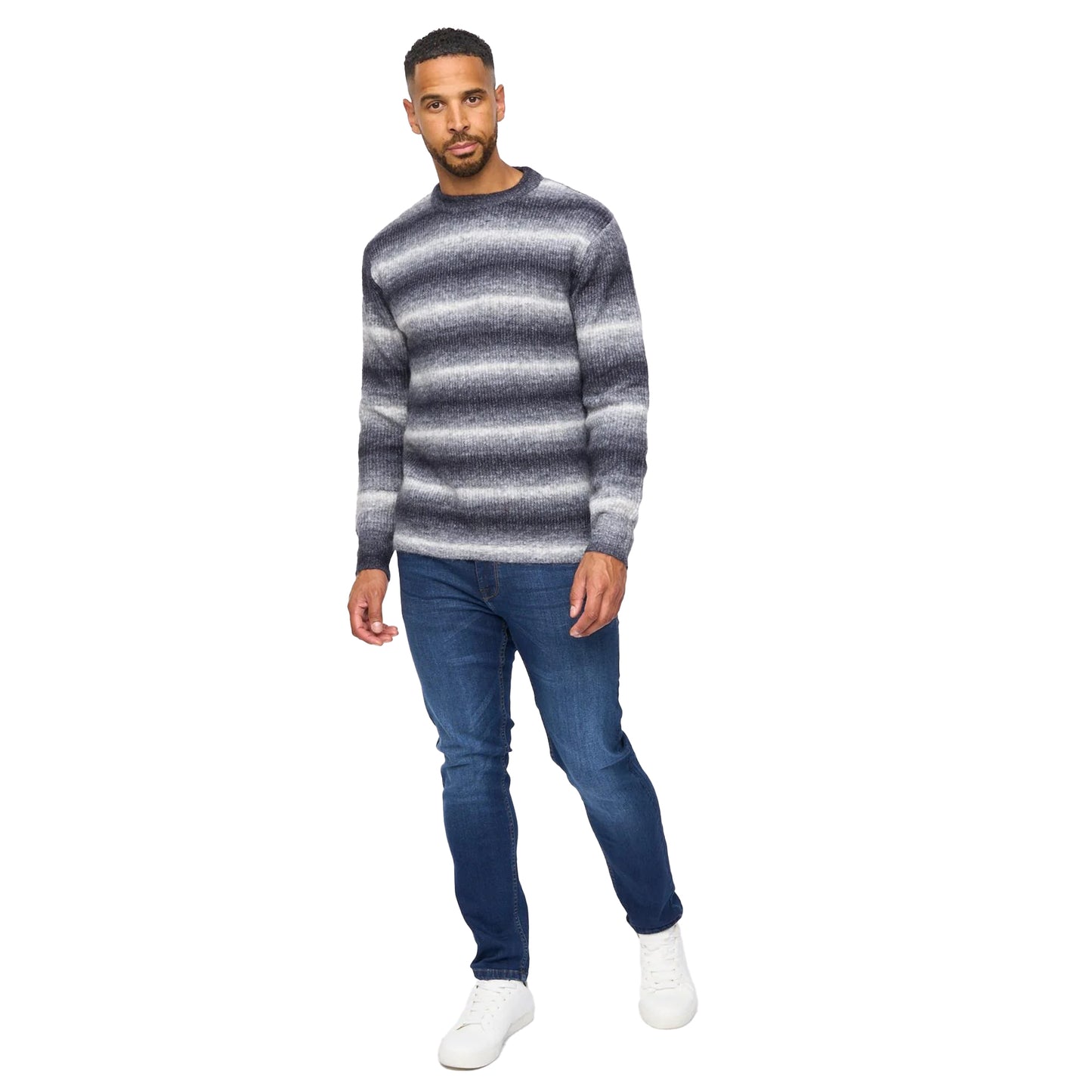 Dark Navy - Lifestyle - Bewley & Ritch Mens Ormonde Ombre Stripe Jumper