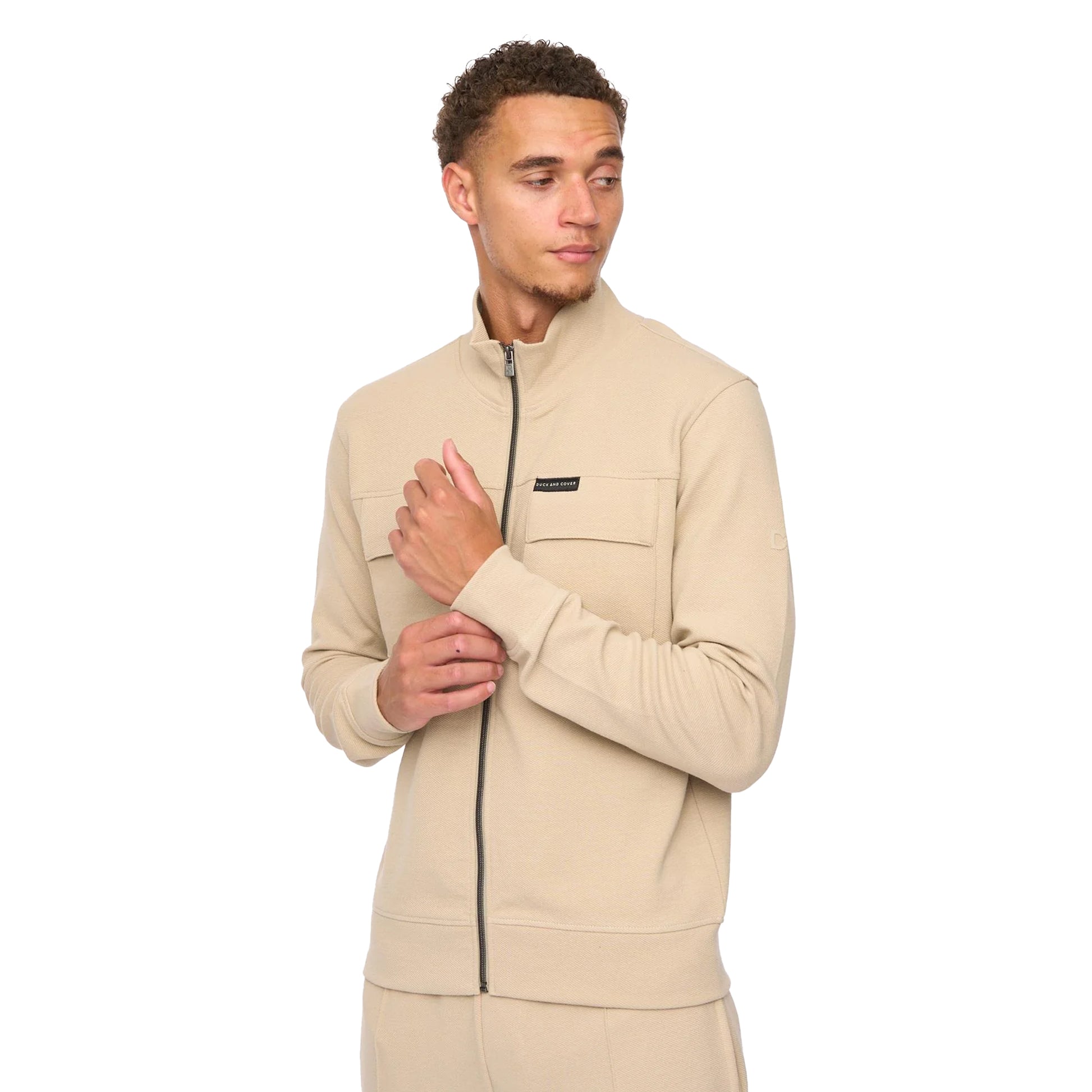 Stone - Side - Duck and Cover Mens Tames Full Zip Sweatshirt