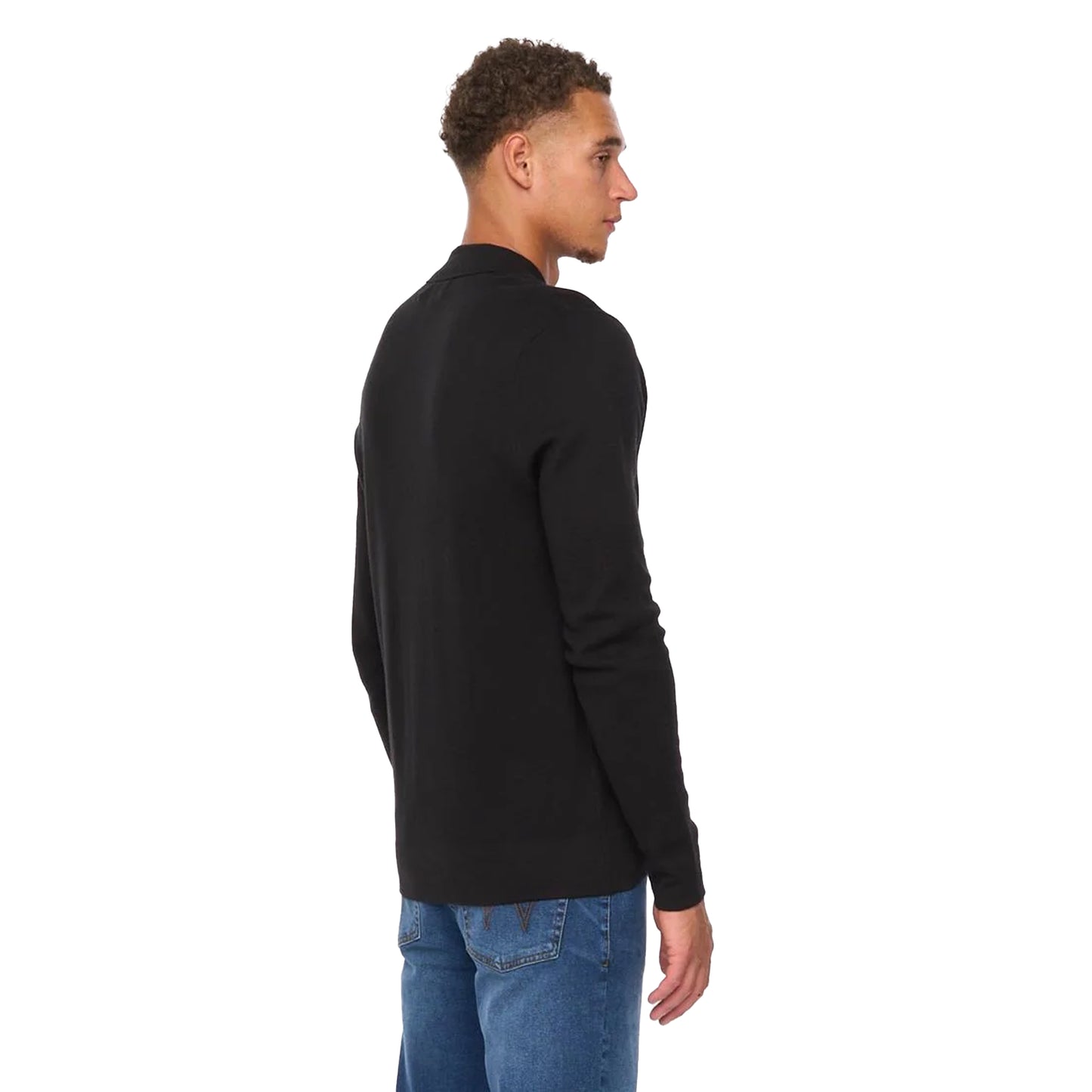 Black - Back - Duck and Cover Mens Melfi Knitted Zip-Off Jumper
