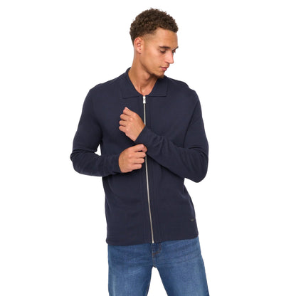 Navy - Side - Duck and Cover Mens Melfi Knitted Zip-Off Jumper