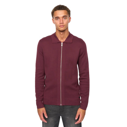 Raisin - Front - Duck and Cover Mens Melfi Knitted Zip-Off Jumper