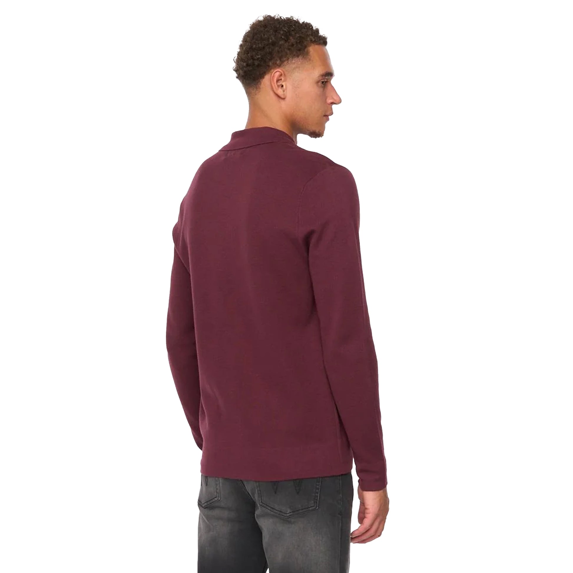 Raisin - Back - Duck and Cover Mens Melfi Knitted Zip-Off Jumper
