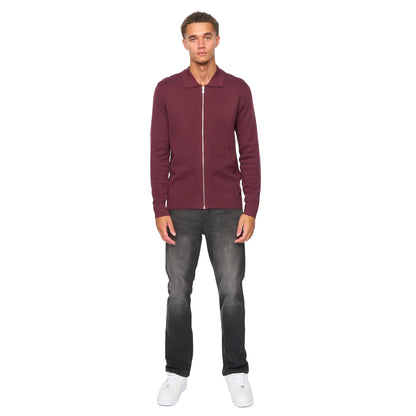 Raisin - Lifestyle - Duck and Cover Mens Melfi Knitted Zip-Off Jumper