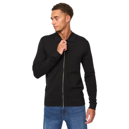 Black - Side - Duck and Cover Mens Melfi Knitted Zip-Off Jumper