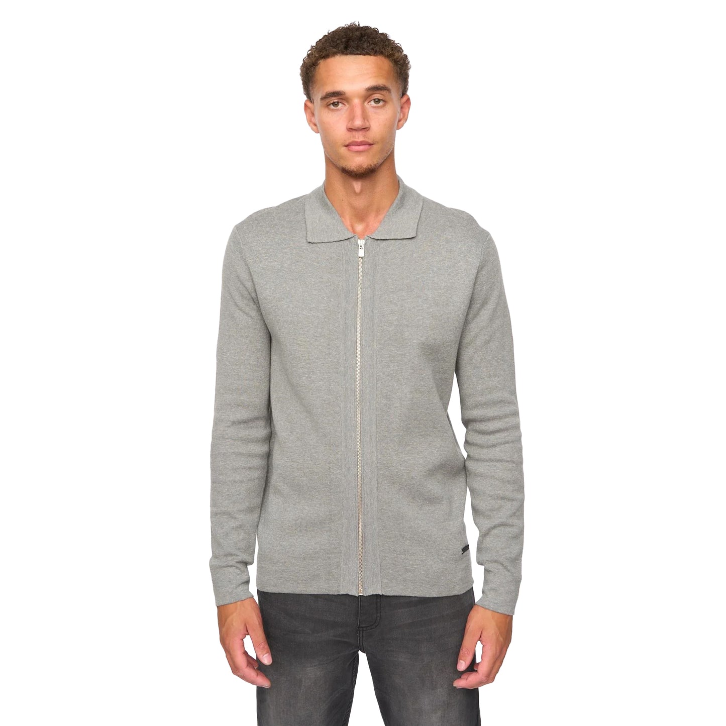 Grey Marl - Front - Duck and Cover Mens Melfi Knitted Zip-Off Jumper