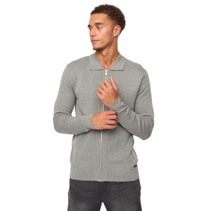 Grey Marl - Side - Duck and Cover Mens Melfi Knitted Zip-Off Jumper