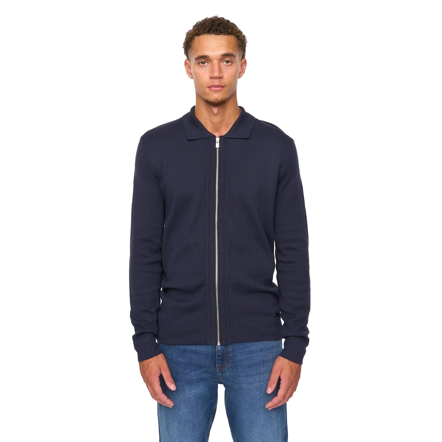 Navy - Front - Duck and Cover Mens Melfi Knitted Zip-Off Jumper
