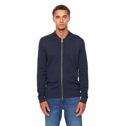 Navy - Front - Duck and Cover Mens Melfi Knitted Zip-Off Jumper