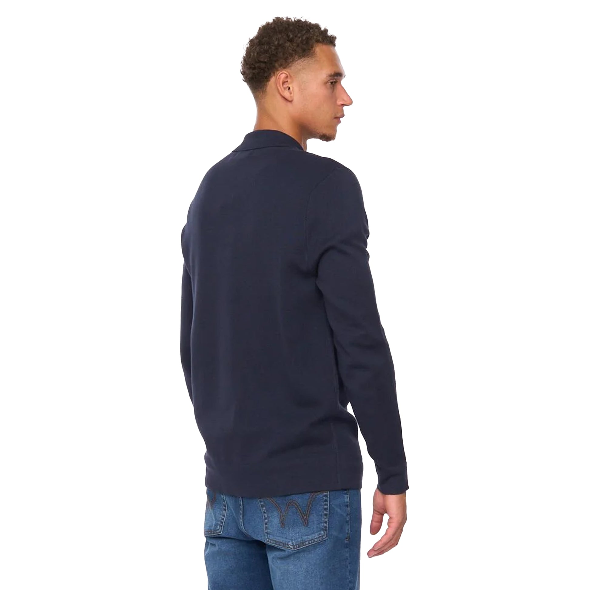 Navy - Back - Duck and Cover Mens Melfi Knitted Zip-Off Jumper