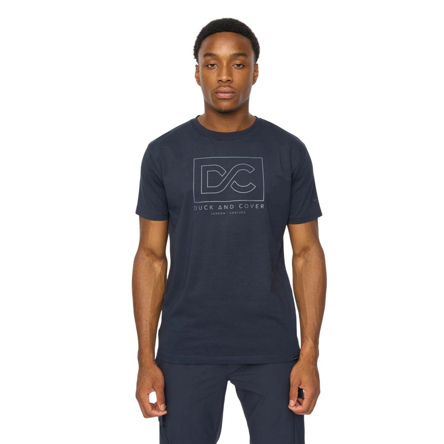 Navy - Front - Duck and Cover Mens Rampmoore Heavyweight T-Shirt