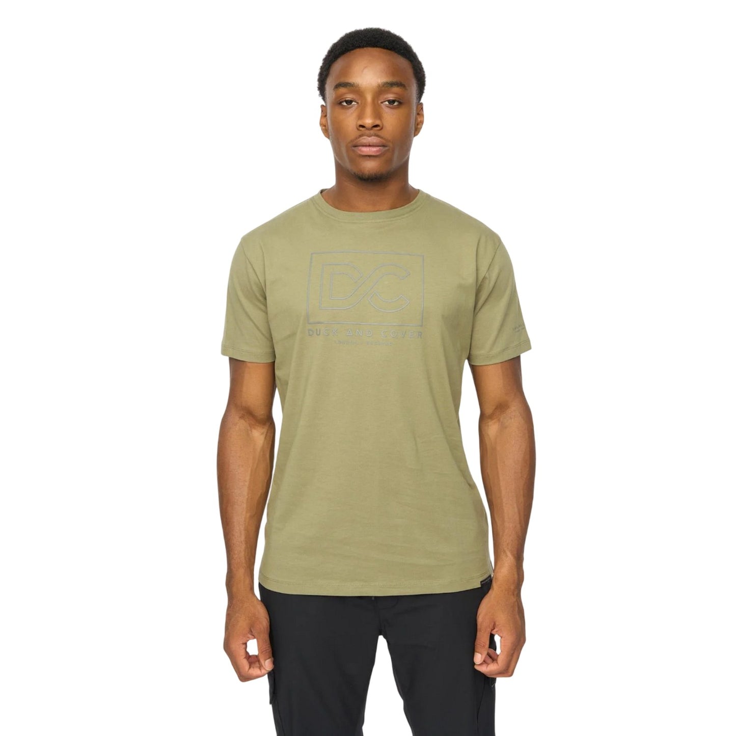 Olive - Front - Duck and Cover Mens Rampmoore T-Shirt