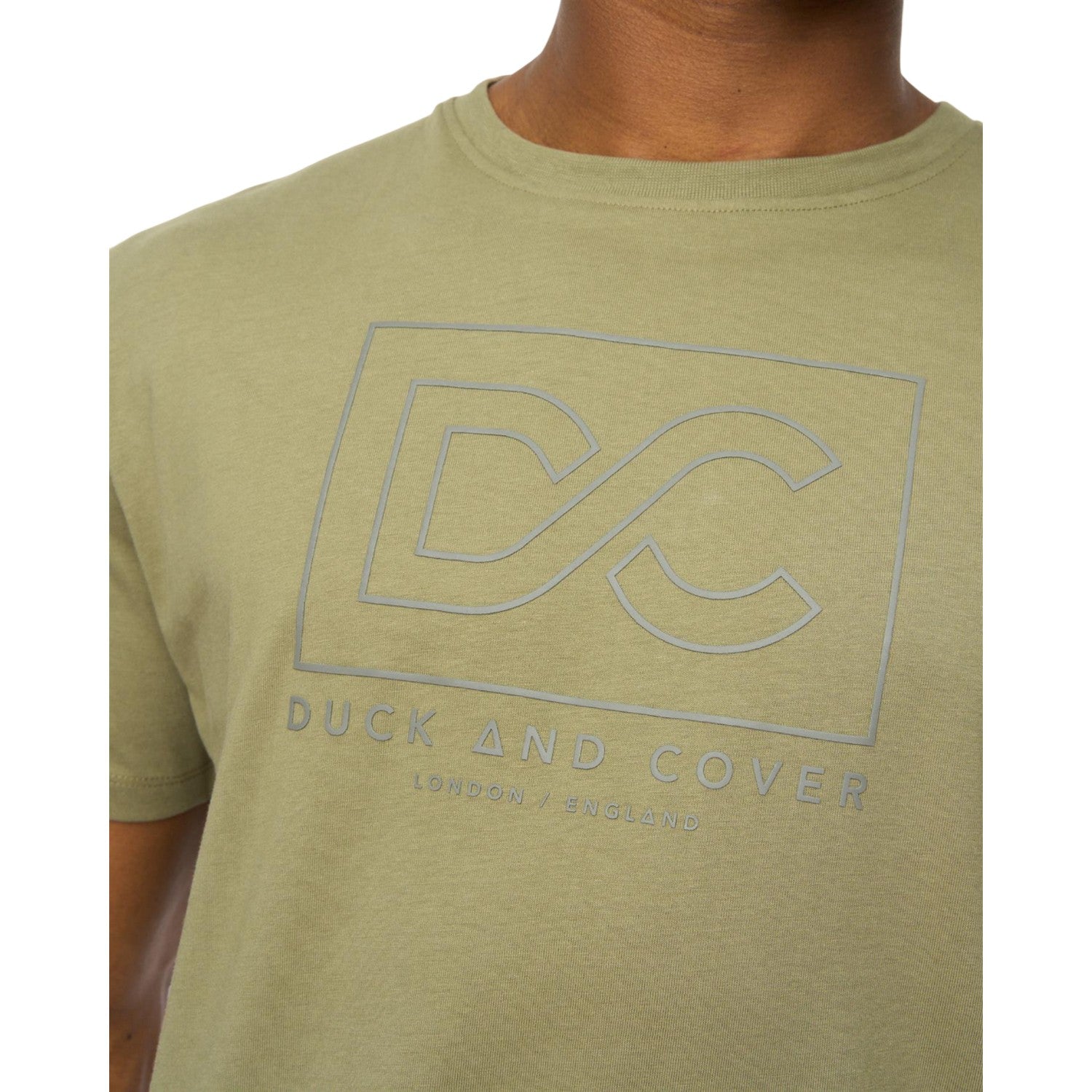 Olive - Side - Duck and Cover Mens Rampmoore T-Shirt