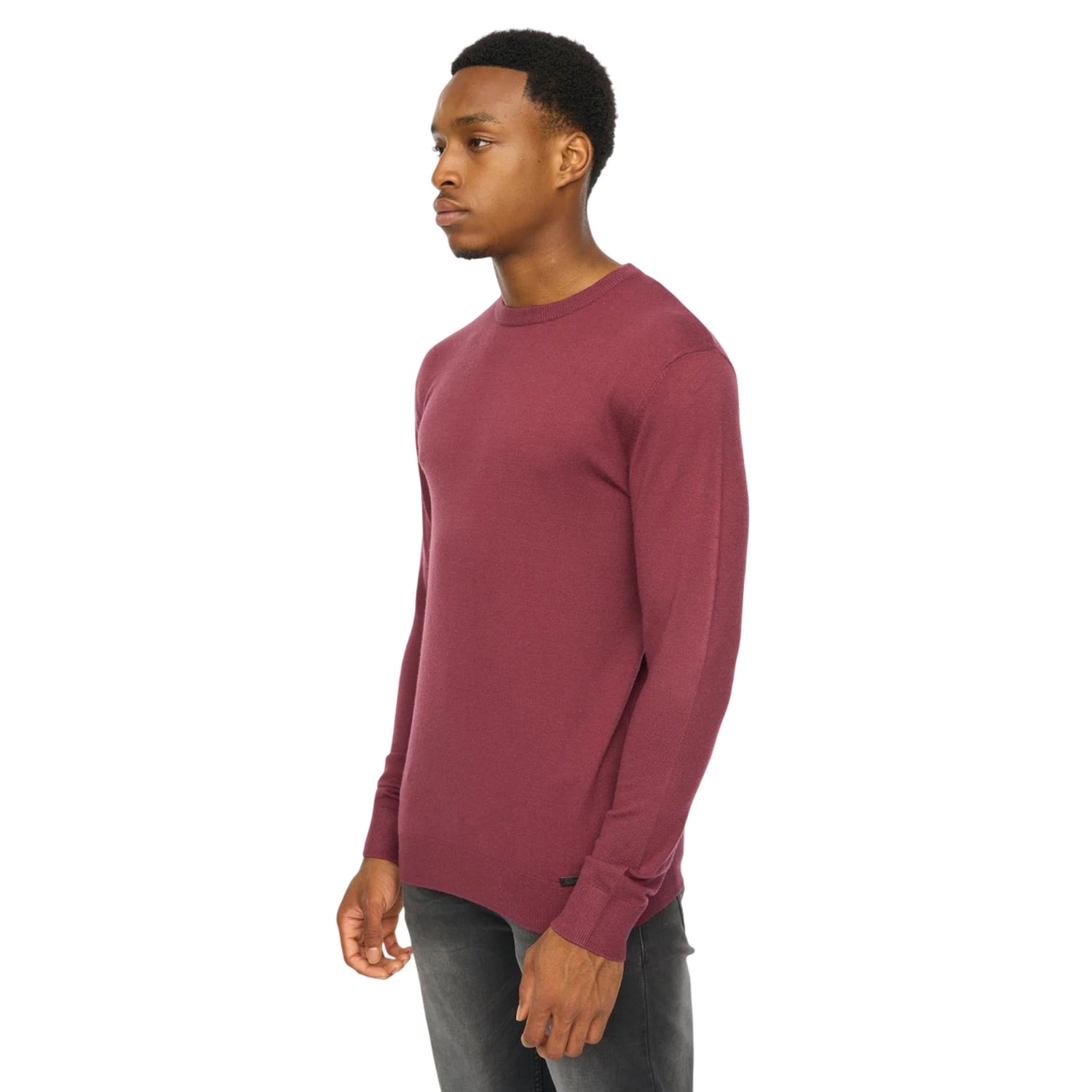 Raisin - Side - Duck and Cover Mens Consenza Knitted Crew Neck Sweatshirt