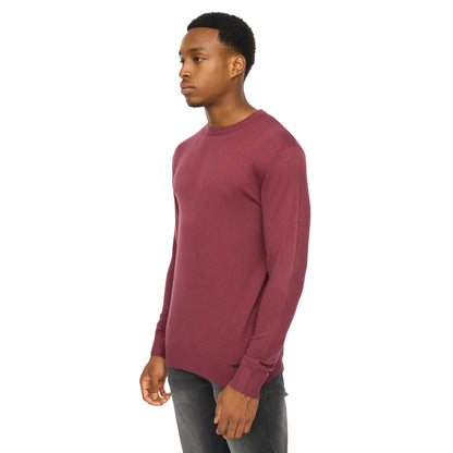 Raisin - Side - Duck and Cover Mens Consenza Knitted Crew Neck Sweatshirt