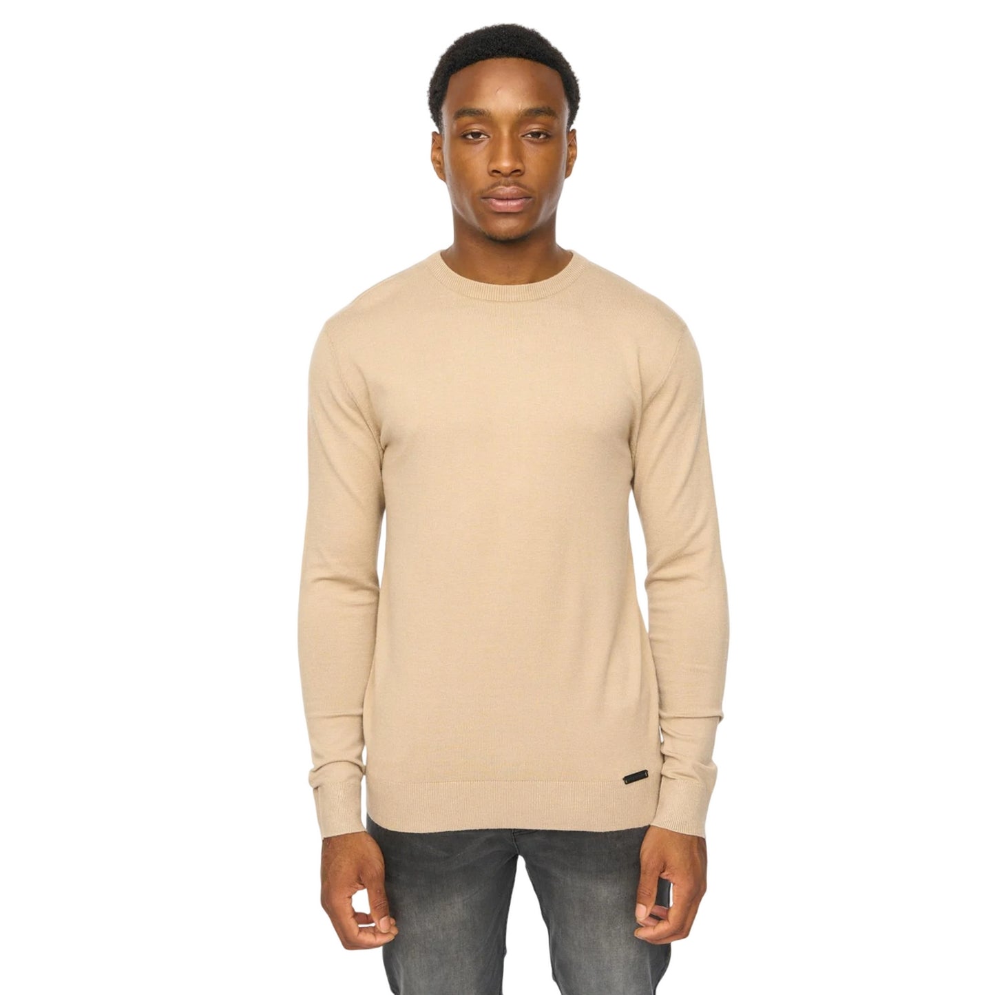 Stone - Front - Duck and Cover Mens Consenza Knitted Crew Neck Sweatshirt
