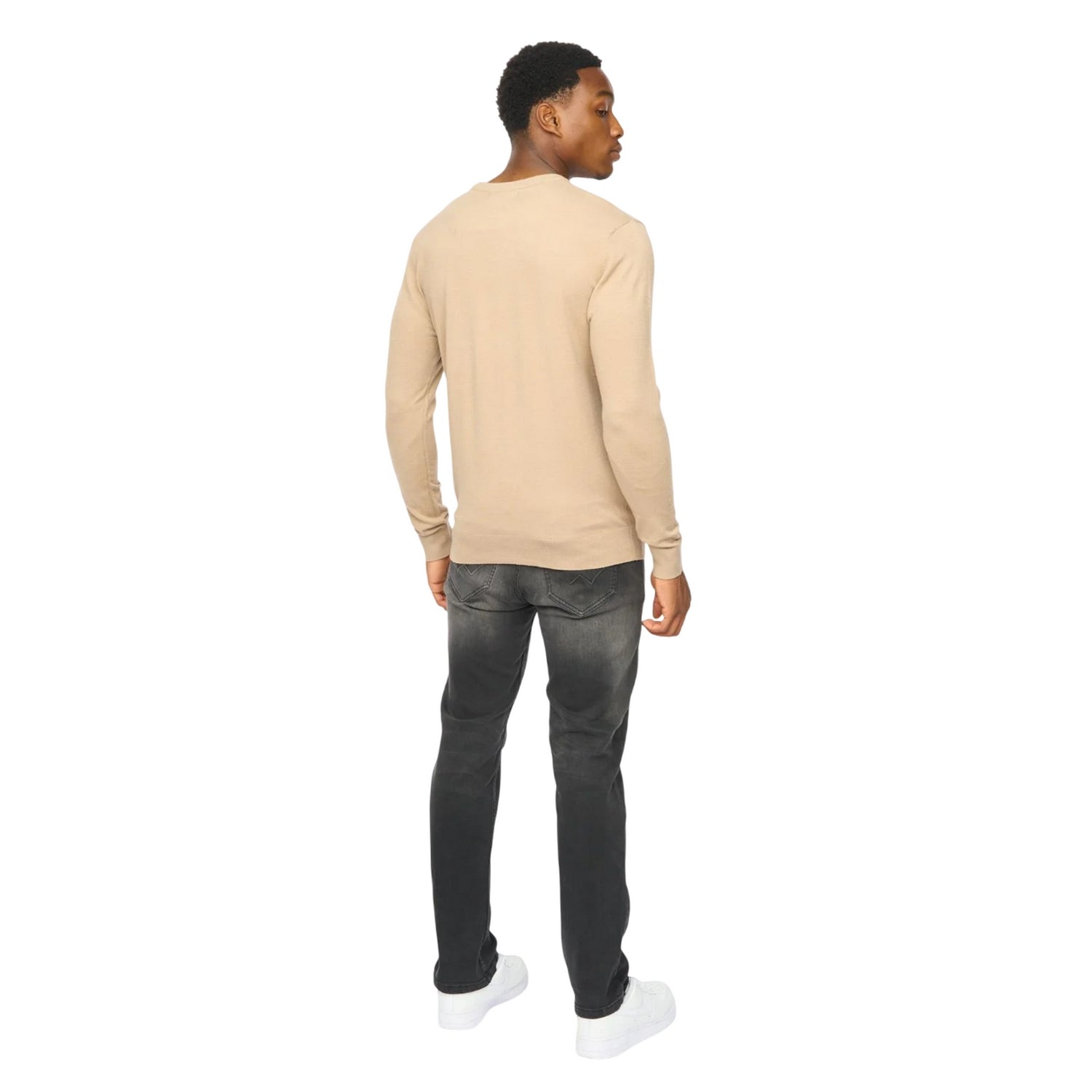 Stone - Back - Duck and Cover Mens Consenza Knitted Crew Neck Sweatshirt
