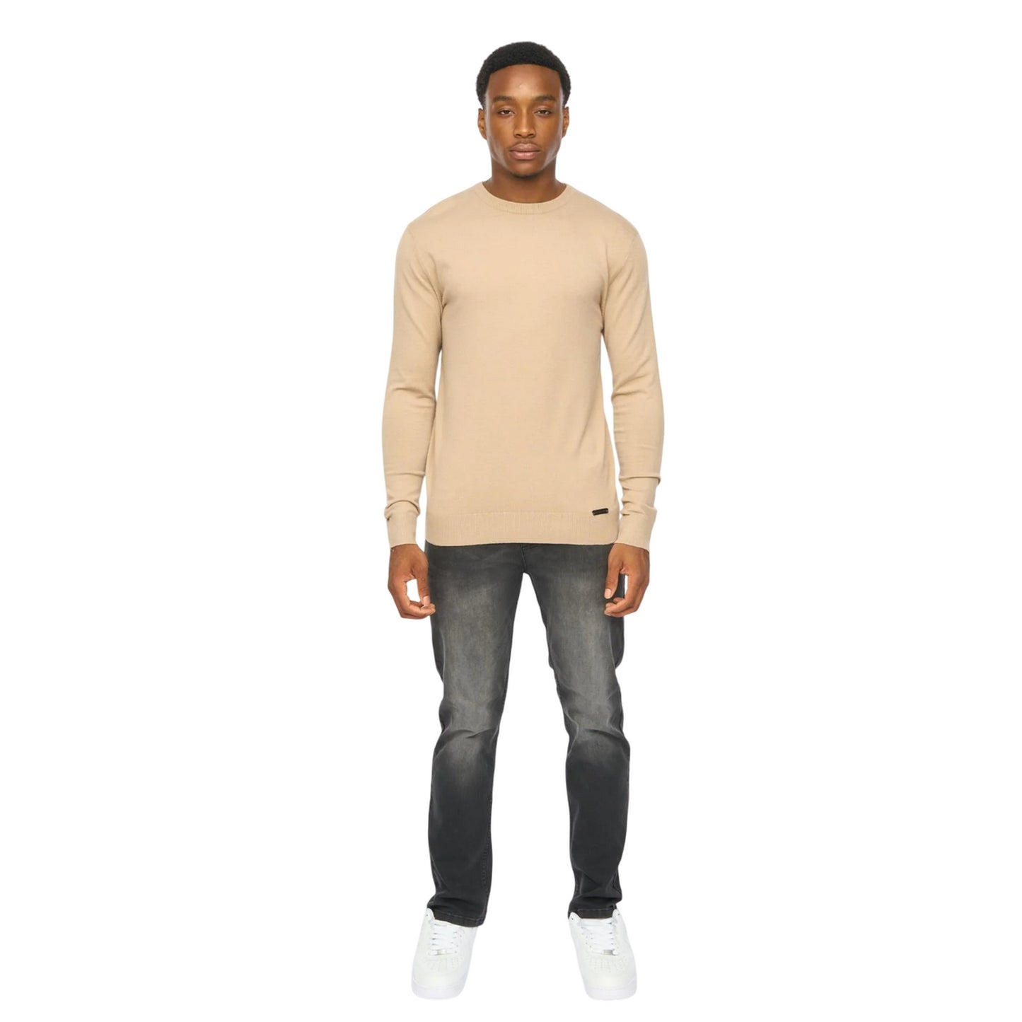 Stone - Lifestyle - Duck and Cover Mens Consenza Knitted Crew Neck Sweatshirt