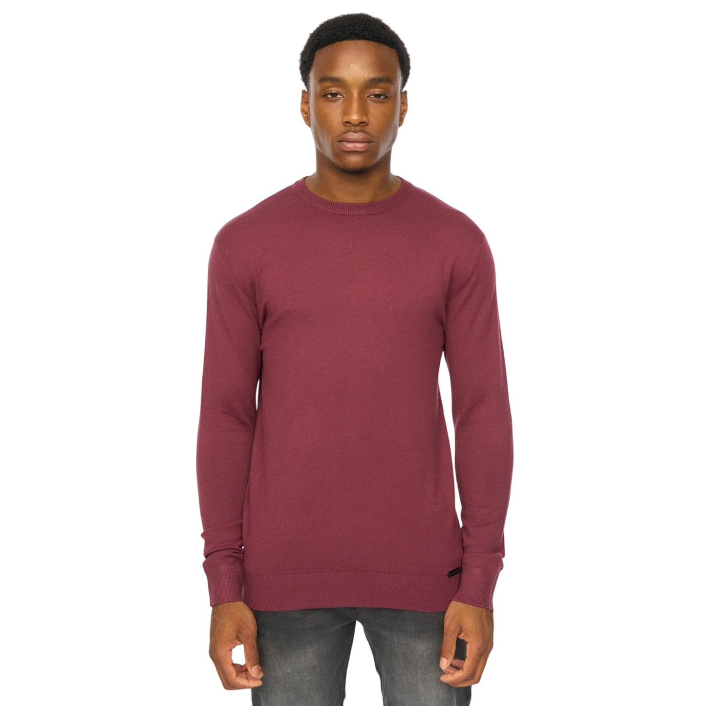 Raisin - Front - Duck and Cover Mens Consenza Knitted Crew Neck Sweatshirt
