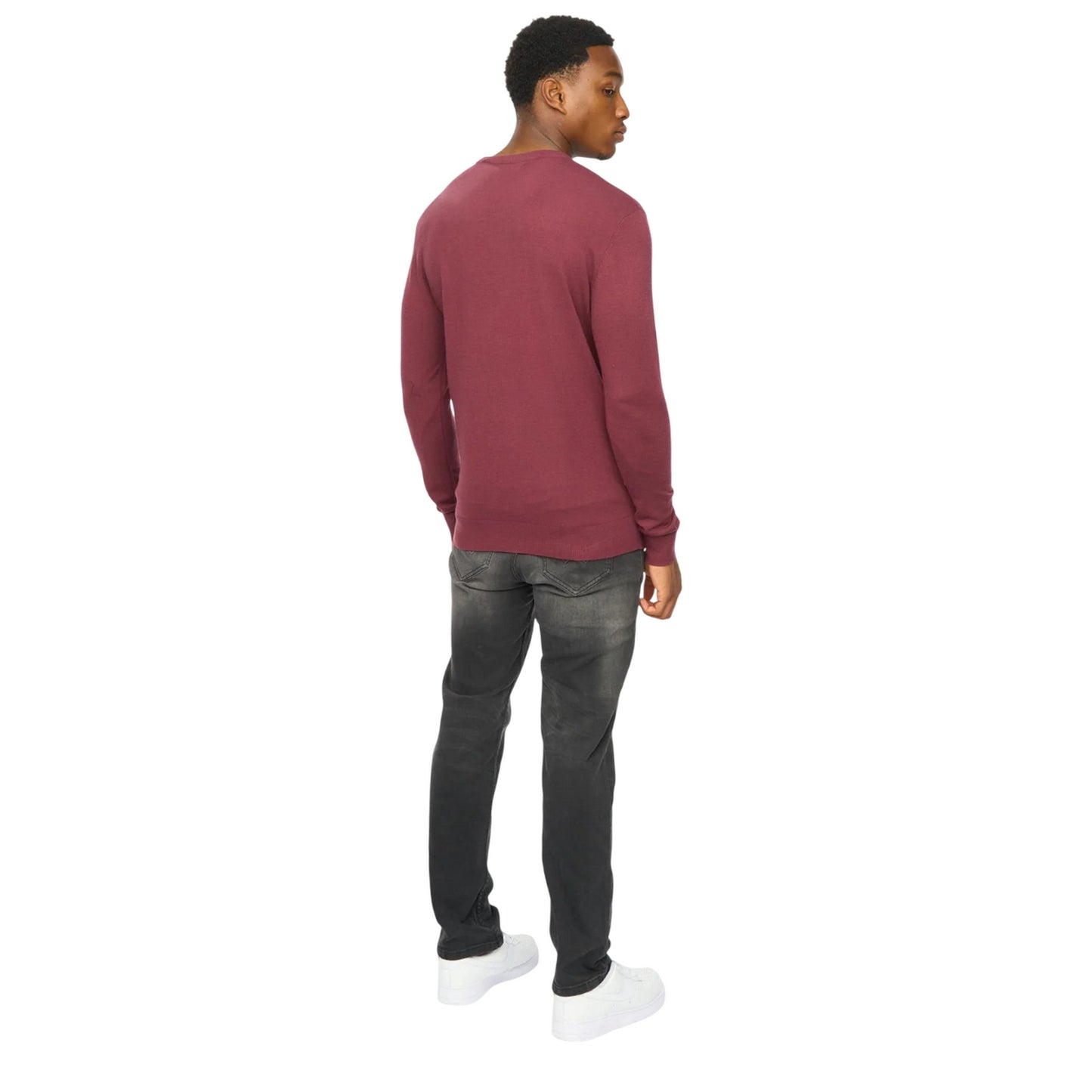 Raisin - Back - Duck and Cover Mens Consenza Knitted Crew Neck Sweatshirt