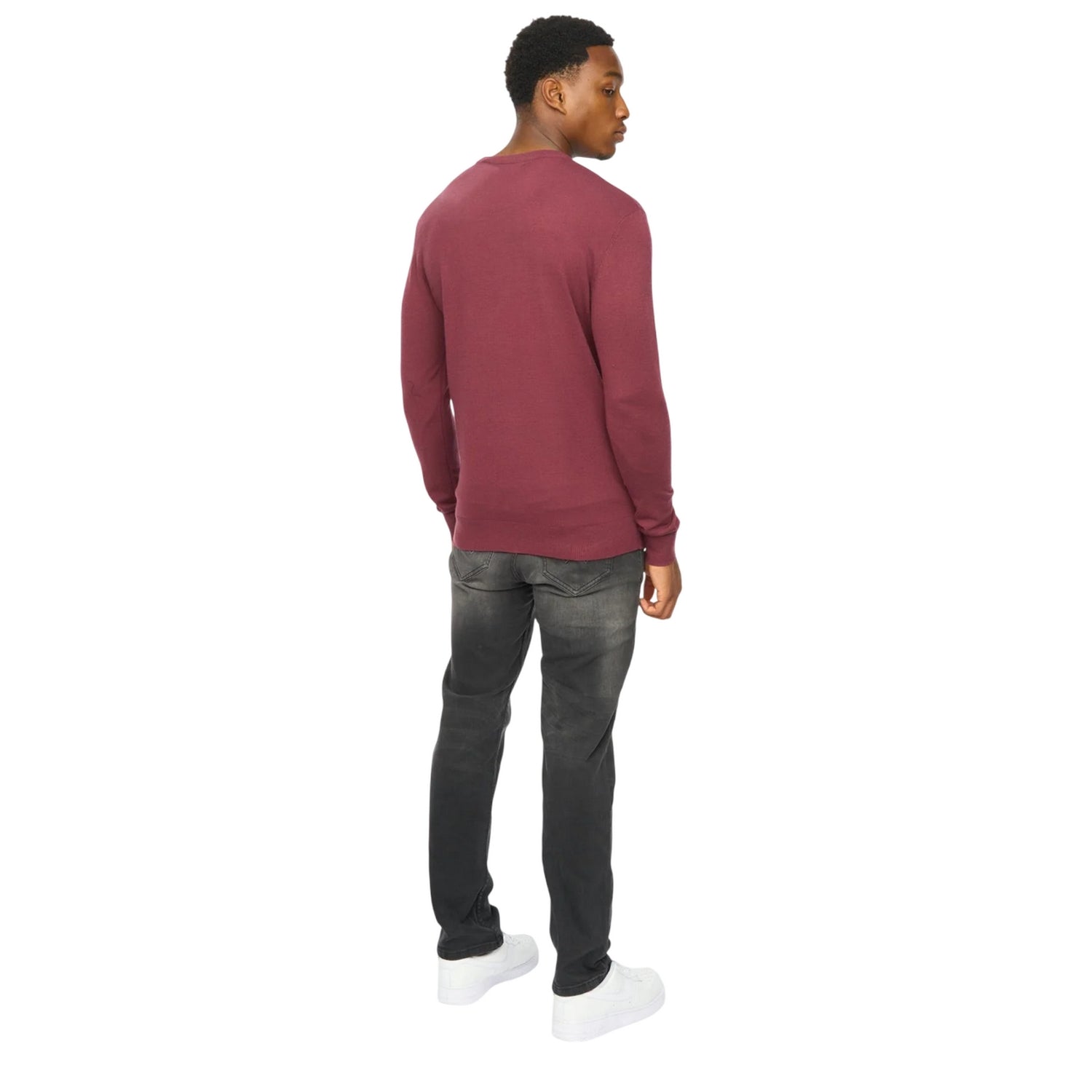 Raisin - Back - Duck and Cover Mens Consenza Knitted Crew Neck Sweatshirt