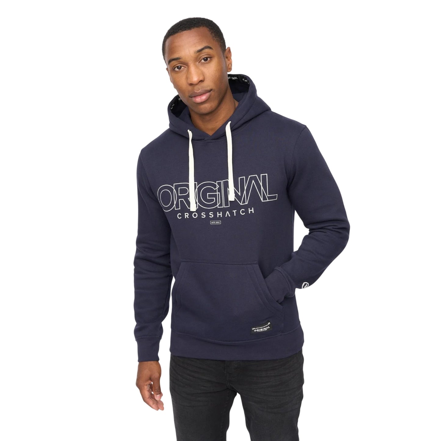 Navy - Front - Crosshatch Mens Carrimoore Hoodie
