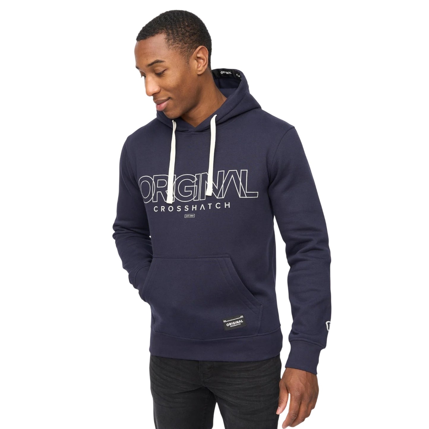 Navy - Side - Crosshatch Mens Carrimoore Hoodie
