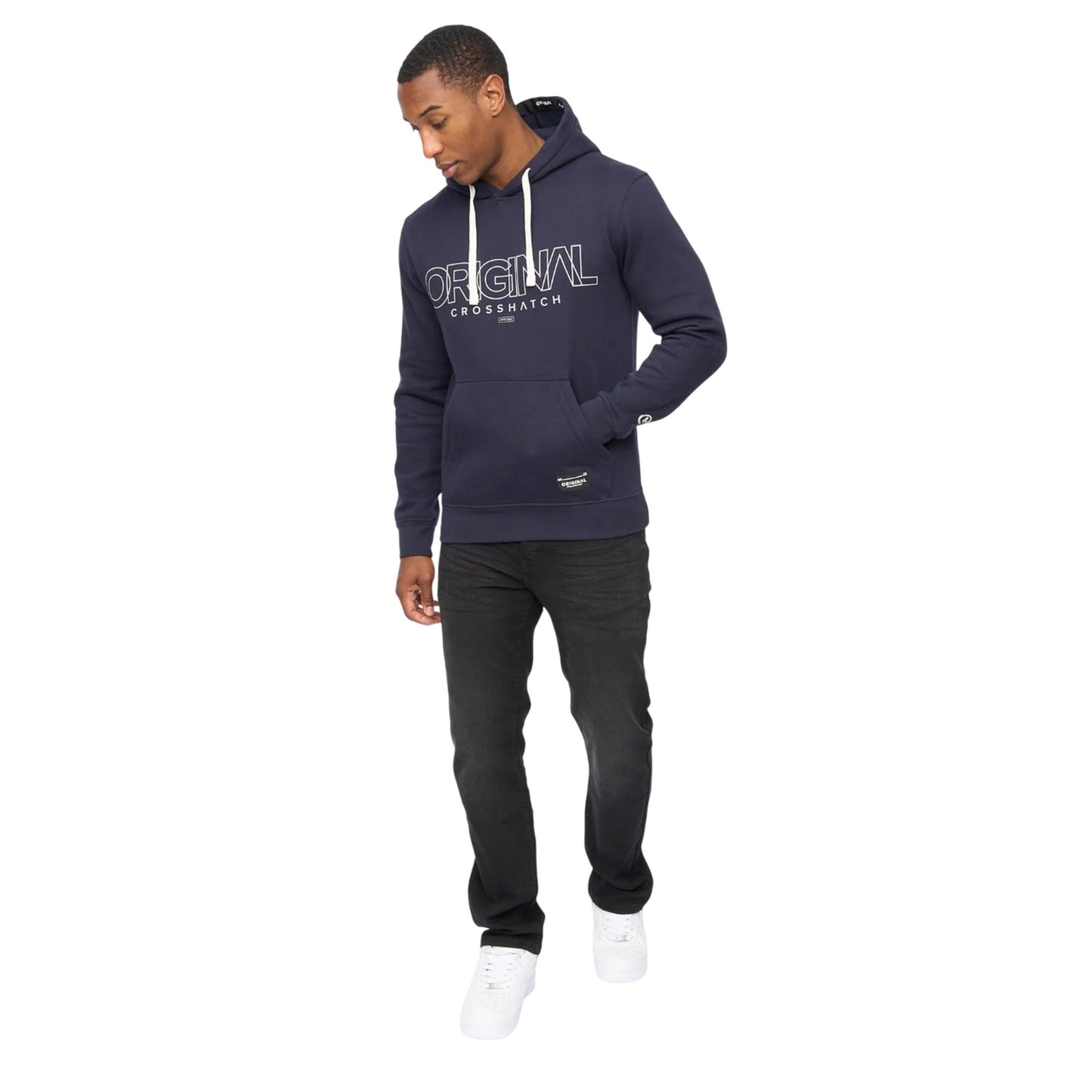 Navy - Lifestyle - Crosshatch Mens Carrimoore Hoodie