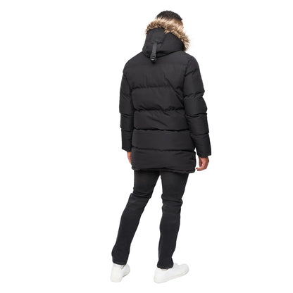 Black - Back - Bewley & Ritch Mens Northbrook Wet Look Padded Jacket