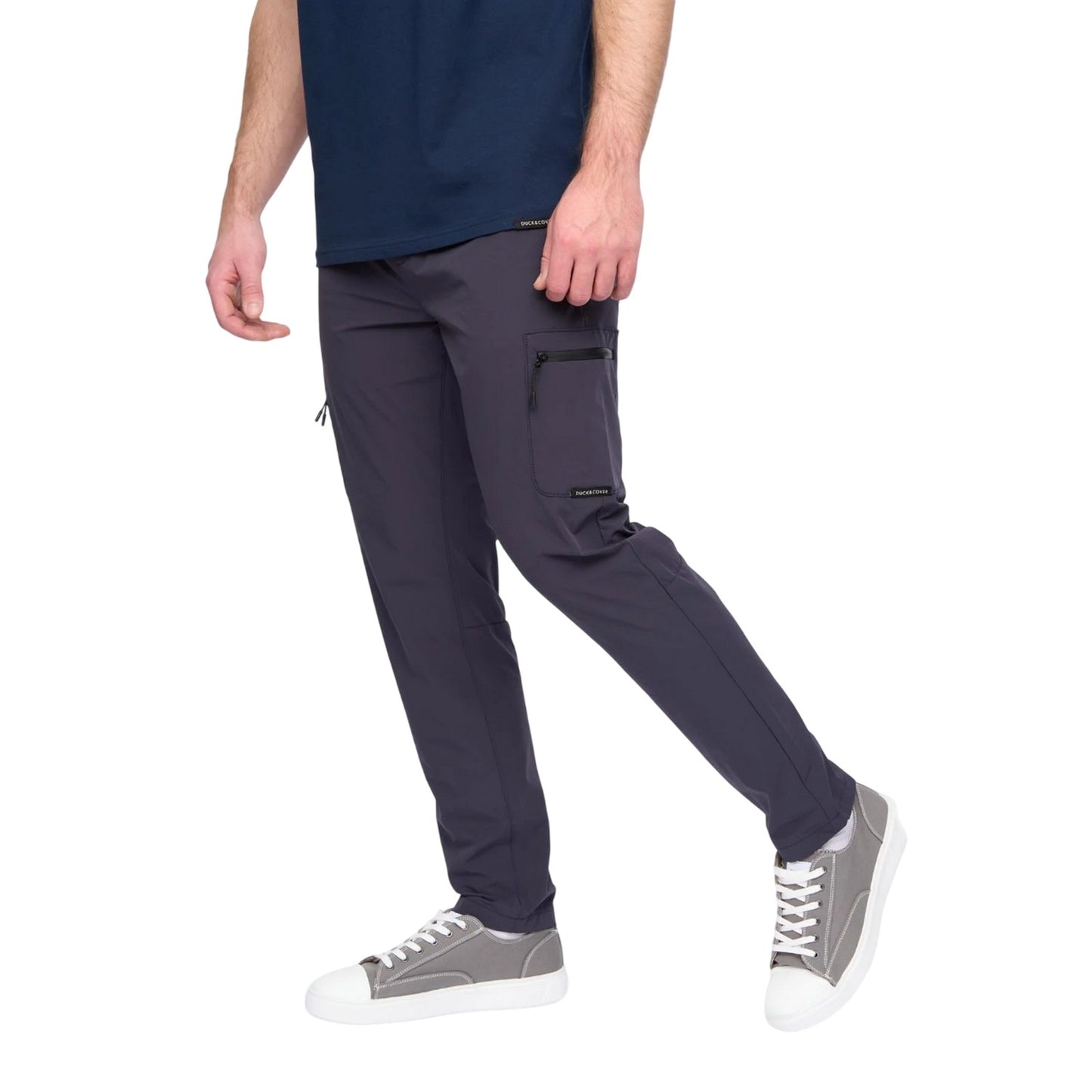 Navy - Side - Duck and Cover Mens Puretor Elasticated Waist Trousers