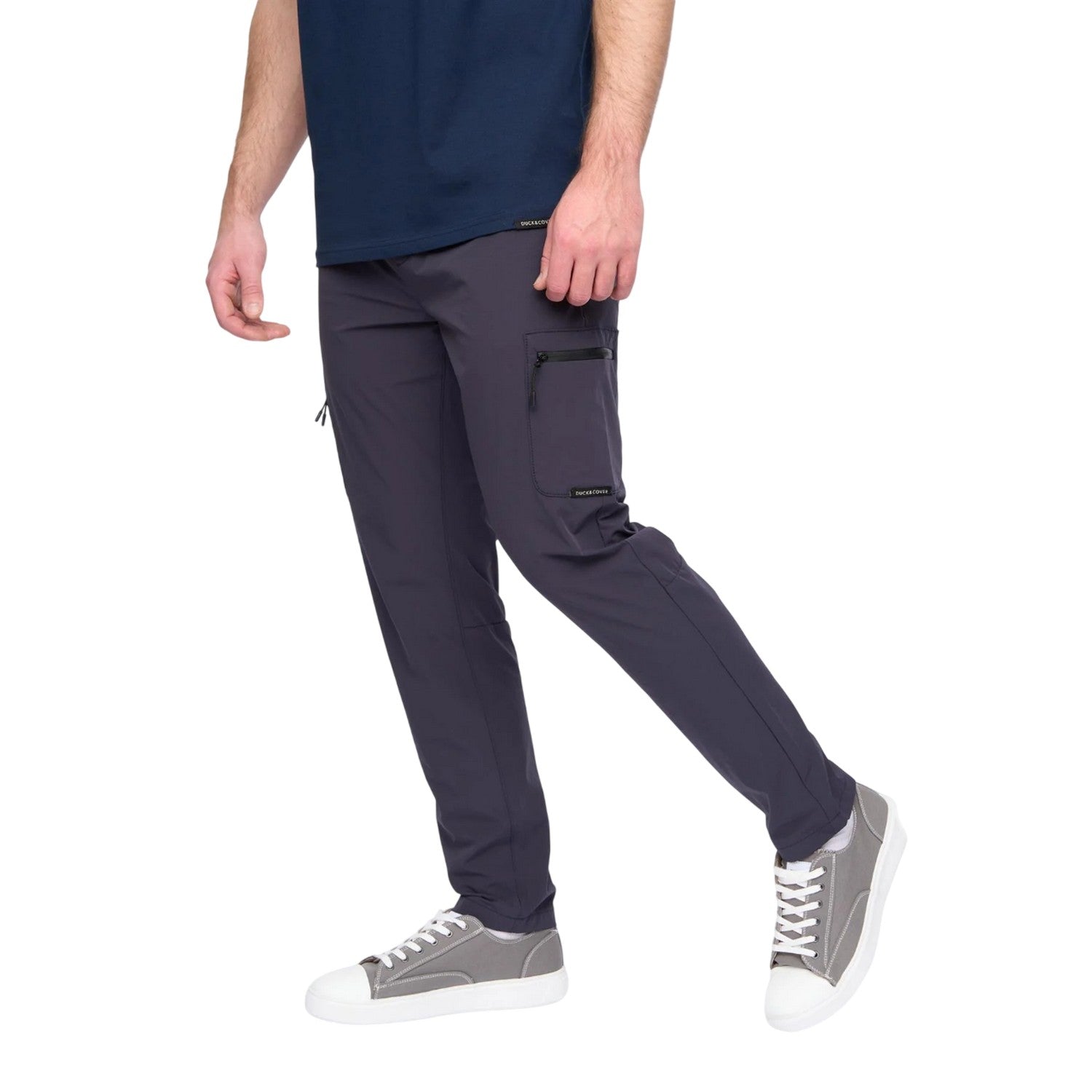 Navy - Side - Duck and Cover Mens Puretor Elasticated Waist Trousers