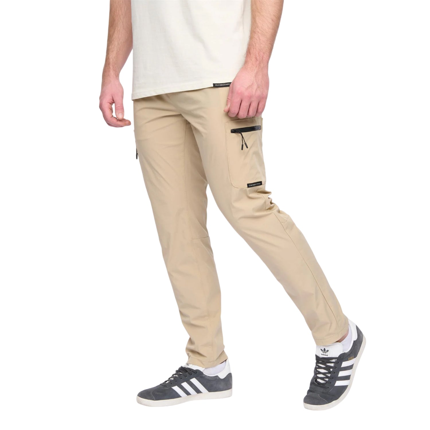 Stone - Side - Duck and Cover Mens Puretor Elasticated Waist Trousers