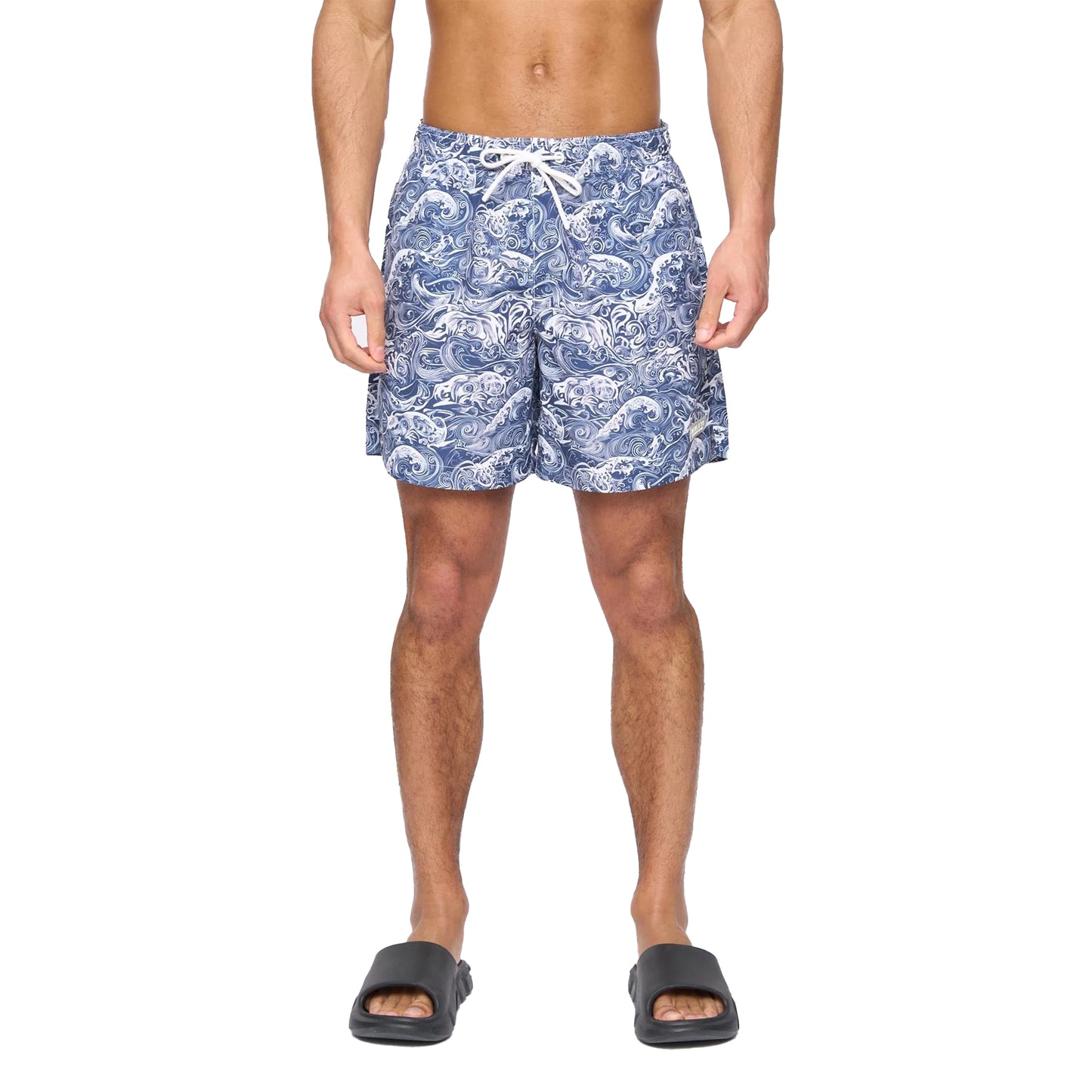 Navy - Front - Henleys Mens Wave Polyester Regular Summer Swim Shorts