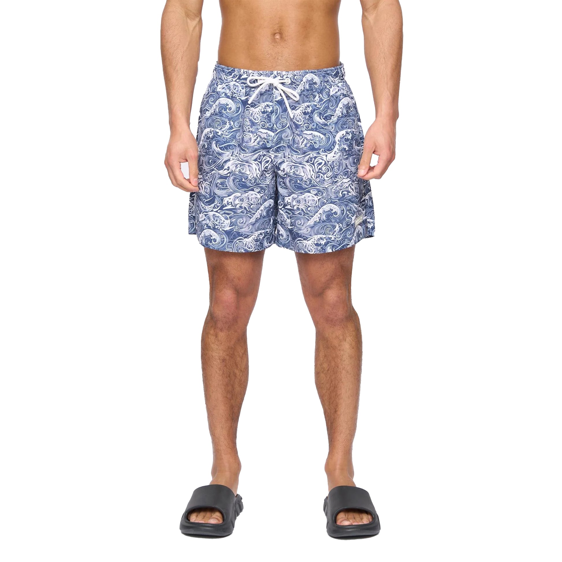 Navy - Front - Henleys Mens Wave Polyester Regular Summer Swim Shorts