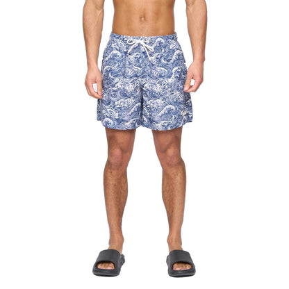 Navy - Front - Henleys Mens Wave Polyester Regular Summer Swim Shorts