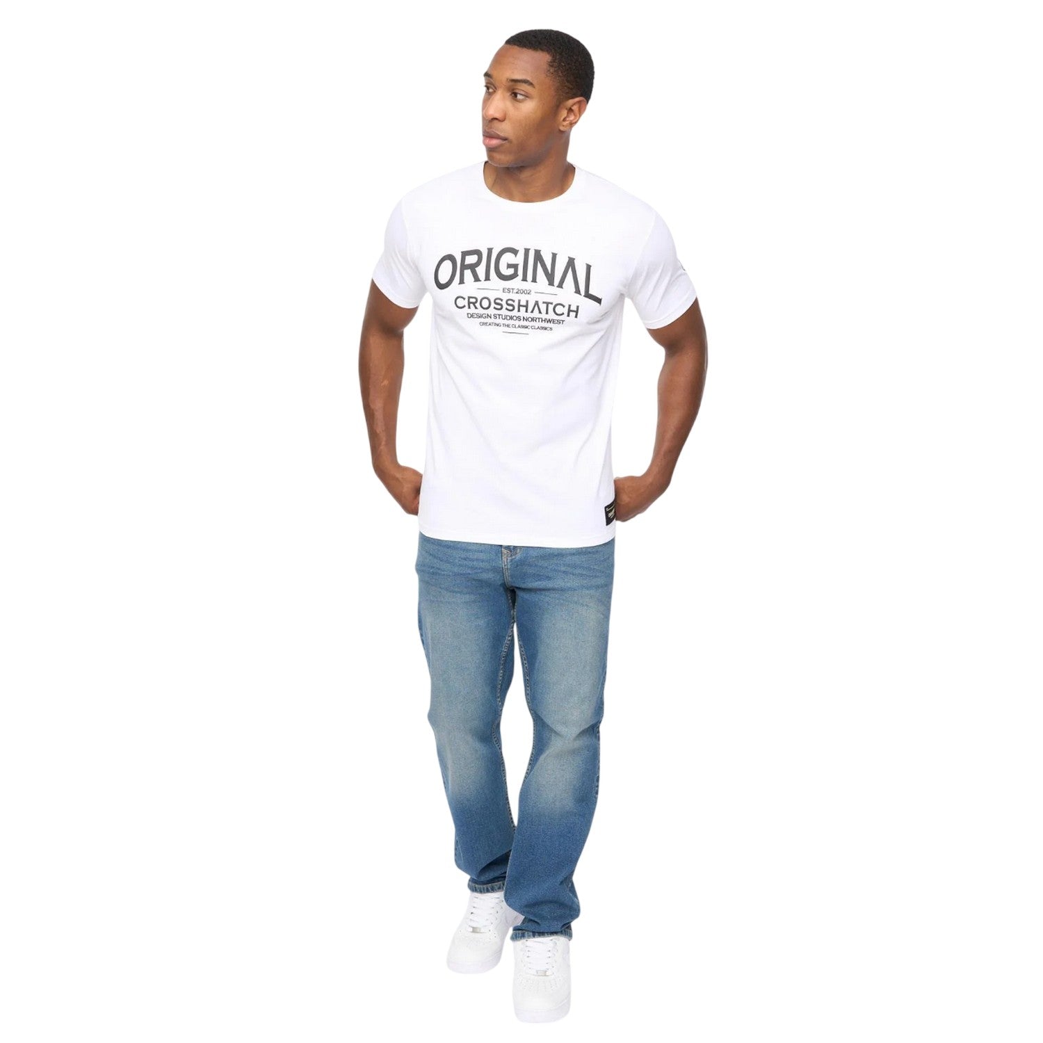 White - Pack Shot - Crosshatch Mens Vintage T-Shirt