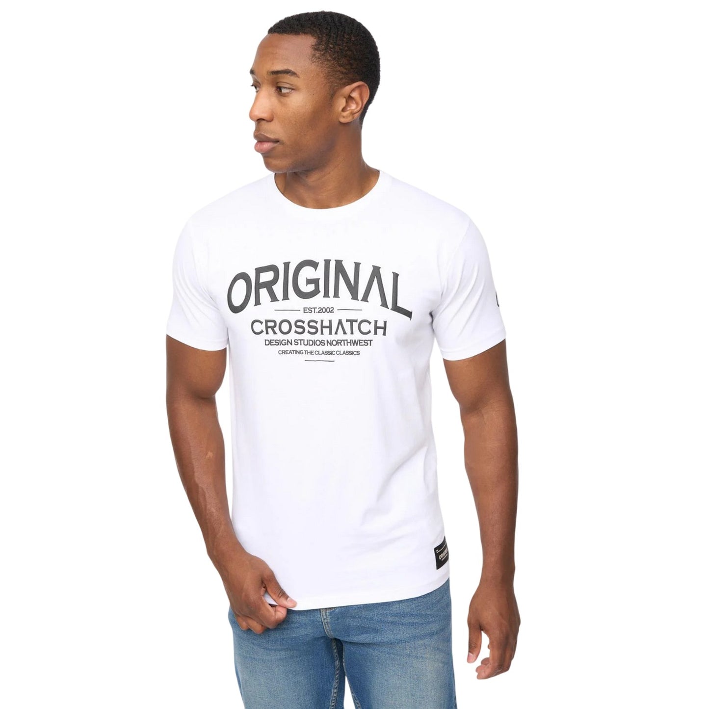 White - Front - Crosshatch Mens Vintage T-Shirt
