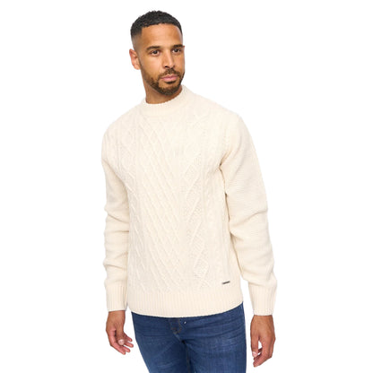 Light Stone - Front - Bewley & Ritch Mens Cable Knit Jumper