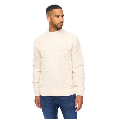 Light Stone - Side - Bewley & Ritch Mens Cable Knit Jumper