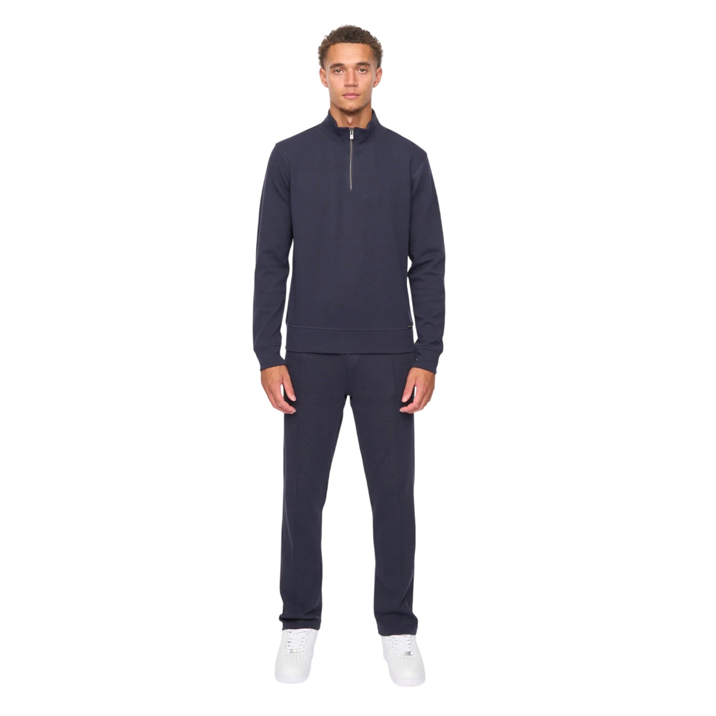 Navy - Front - Duck and Cover Mens Quarter Zip Hoodie And Joggers Set