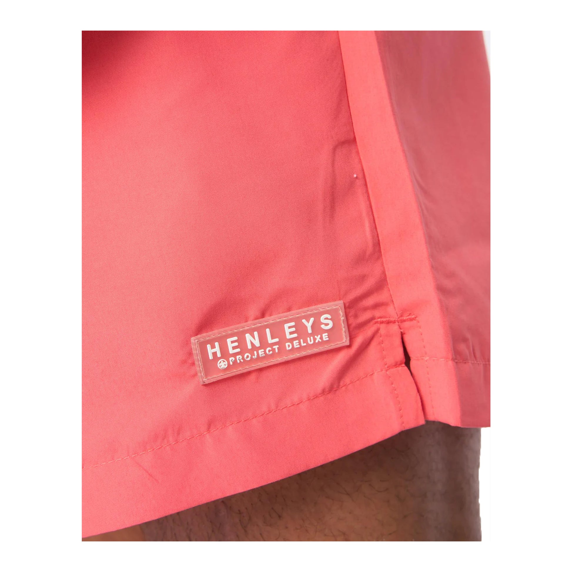 Coral - Side - Henleys Mens Henpool Swim Shorts