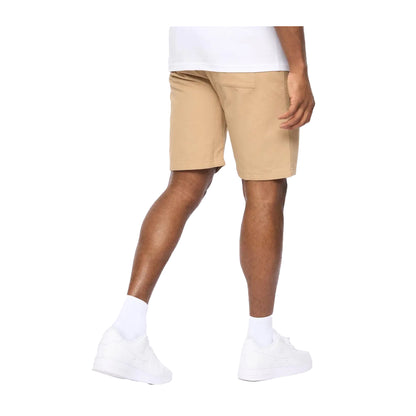 Stone - Back - Crosshatch Mens Blansmoore Elasticated Regular Casual Shorts