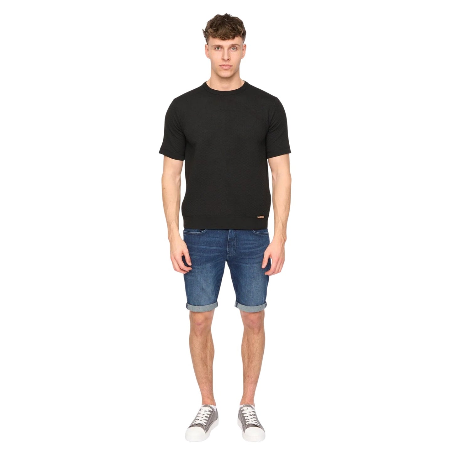 Black - Lifestyle - Duck and Cover Mens Mataso Knitted T-Shirt