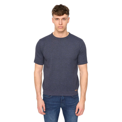 Slate Blue - Front - Duck and Cover Mens Mataso Knitted T-Shirt