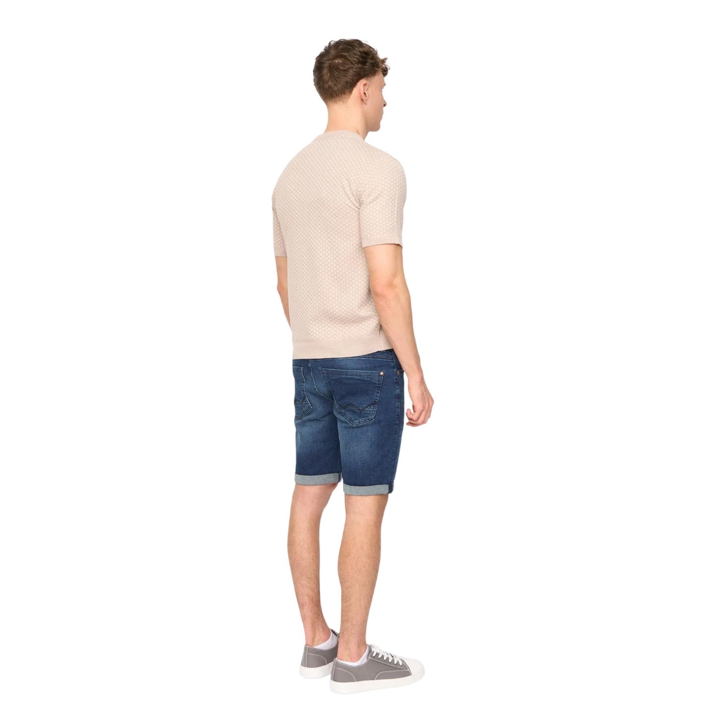 Stone - Back - Duck and Cover Mens Mataso Knitted T-Shirt