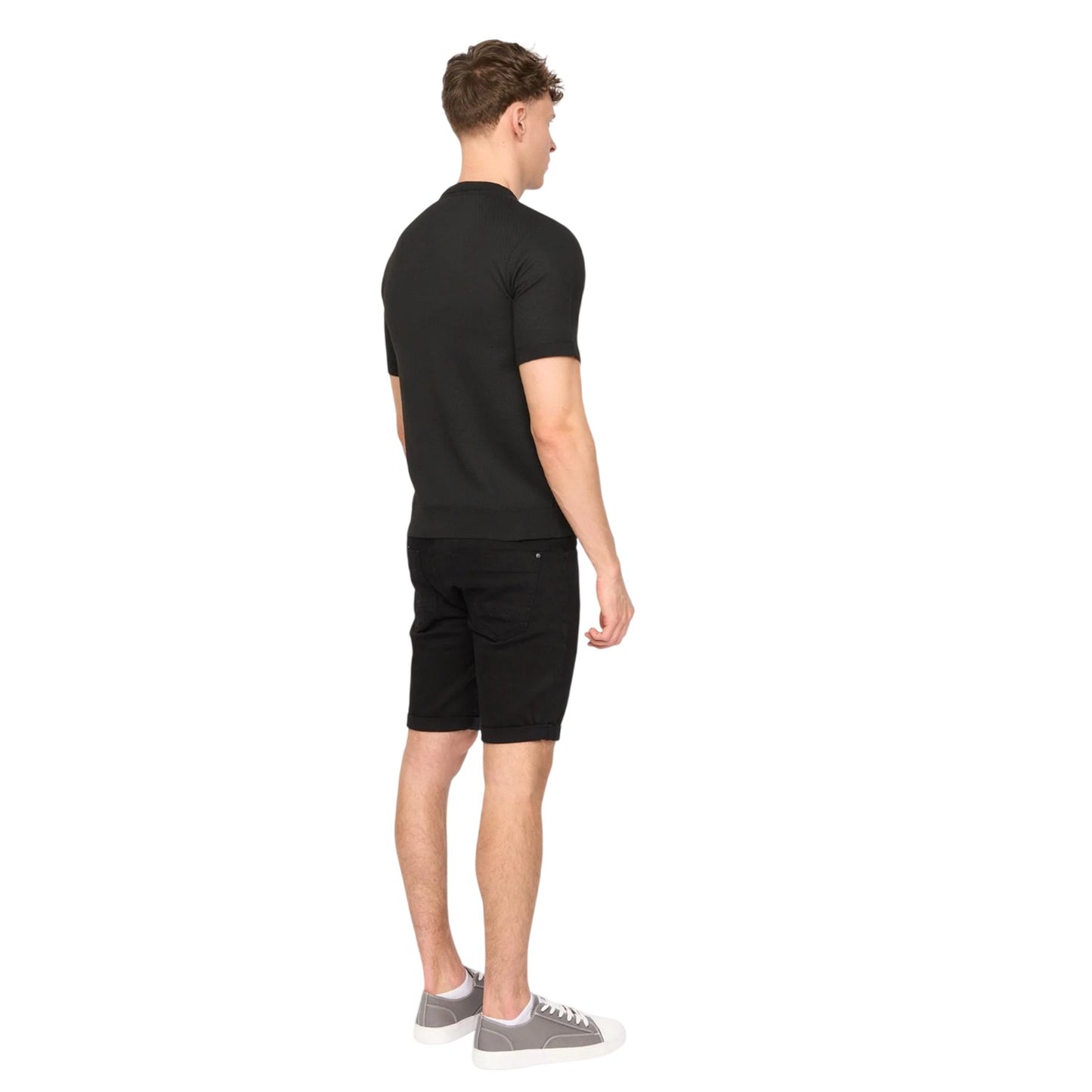 Black - Back - Duck and Cover Mens Marvela Knitted T-Shirt